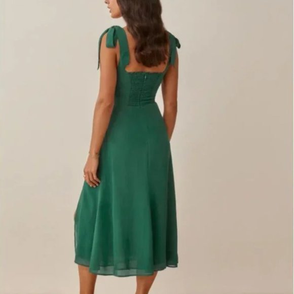 BEST Reformation Twilight Midi Dress - Emerald Green Cocktail Party Wedding - Picture 6 of 10